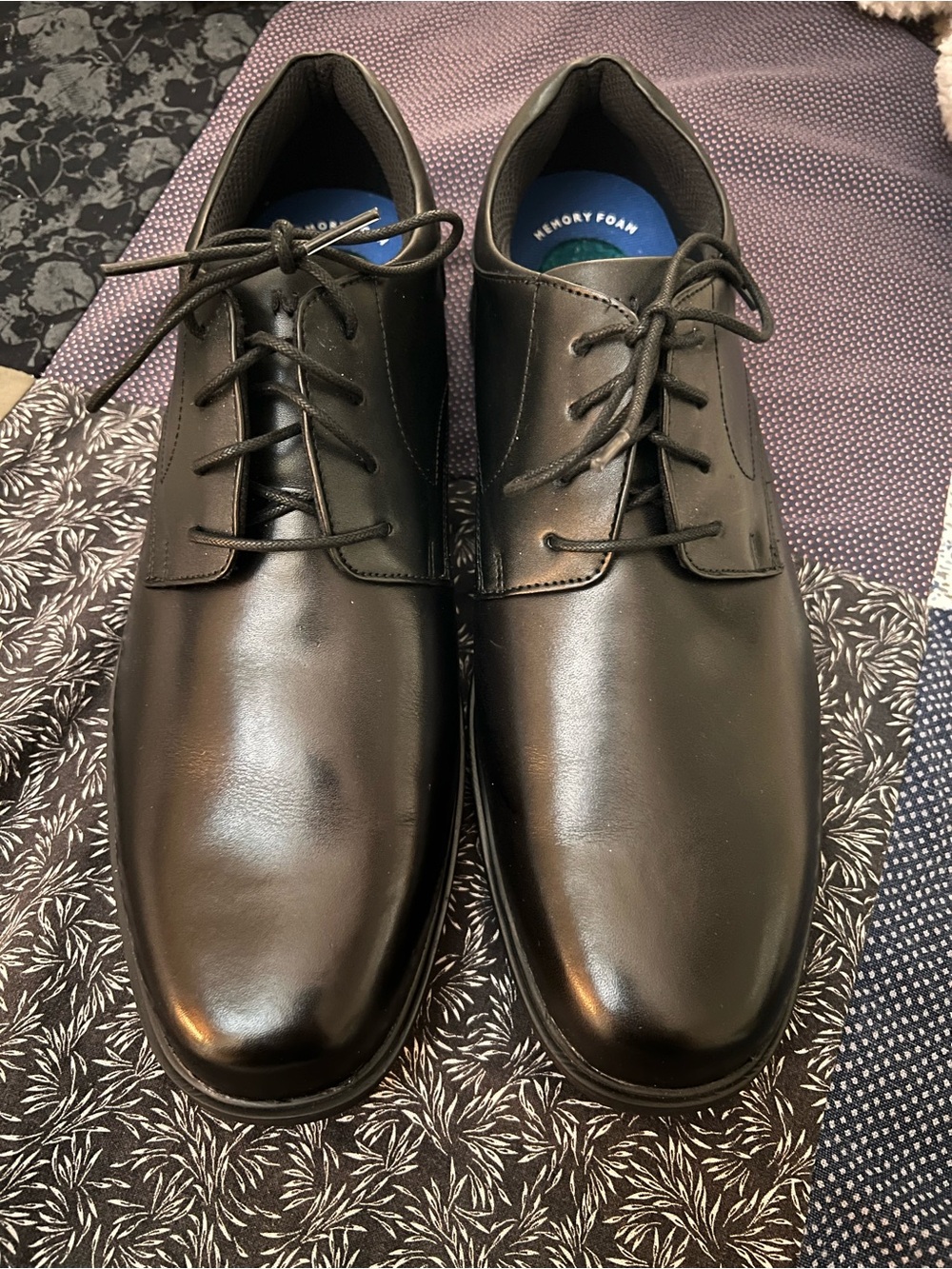 Nunn Bush Men's Black Leather Lace-Up Oxfords size 12 x wide fit